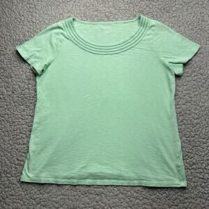 Talbots Layered Neck Shirt Womens Plus X Green Short Sleeve Round Neck Top